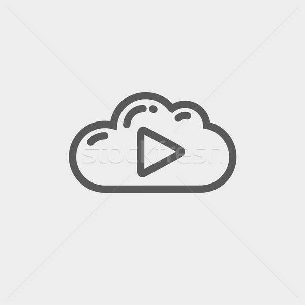 Cloud with arrow pointing to the right thin line icon Stock photo © RAStudio