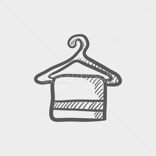 Handdoek hanger schets icon web mobiele Stockfoto © RAStudio