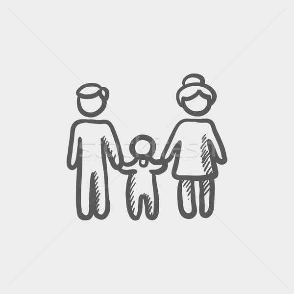 Foto stock: Família · esboço · ícone · teia · móvel