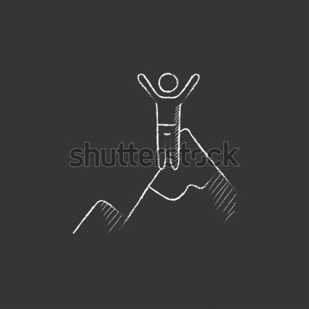 Ski jumping icon drawn in chalk. Stock photo © RAStudio