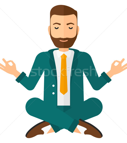 Businessman meditating in lotus pose. Stock photo © RAStudio