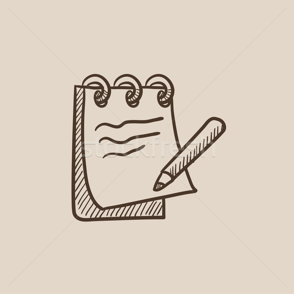 Stock photo: Notepad with pencil sketch icon.