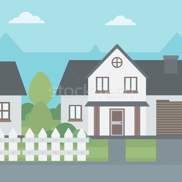 Background of suburban house with fence. Stock photo © RAStudio