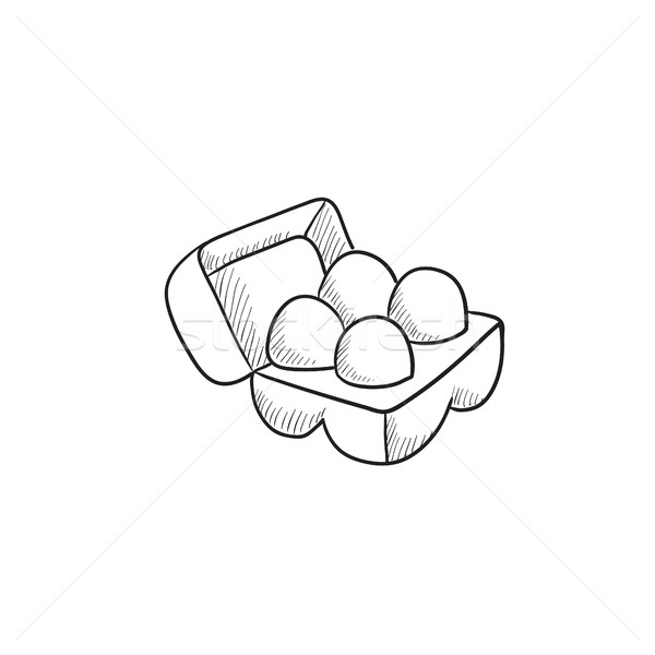 卵 カートン パッケージ スケッチ アイコン ウェブ ストックフォト © RAStudio