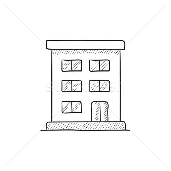 Foto stock: Residencial · edifício · esboço · ícone · vetor · isolado