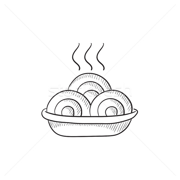 Hot meal in plate sketch icon. Stock photo © RAStudio
