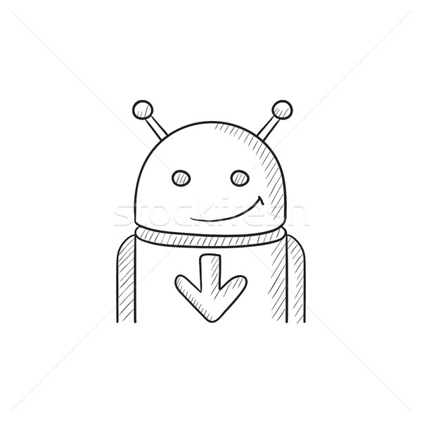 Android with arrow down sketch icon. Stock photo © RAStudio