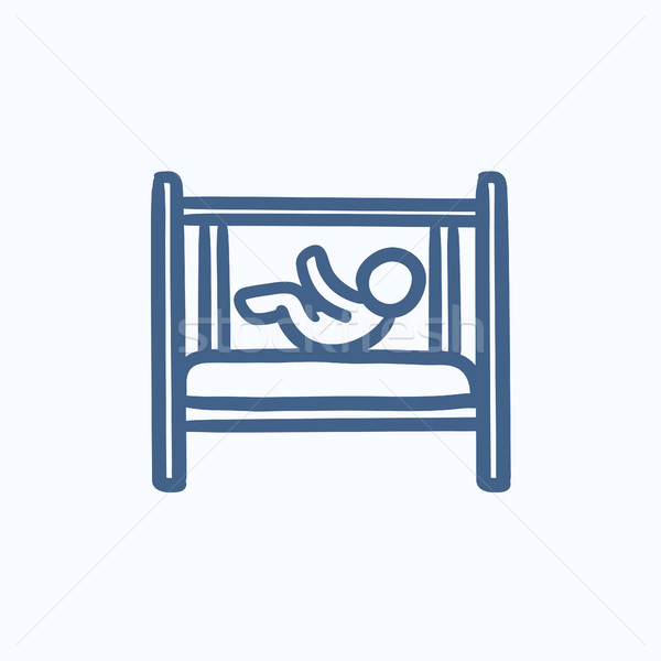 Baby laying in crib sketch icon. Stock photo © RAStudio