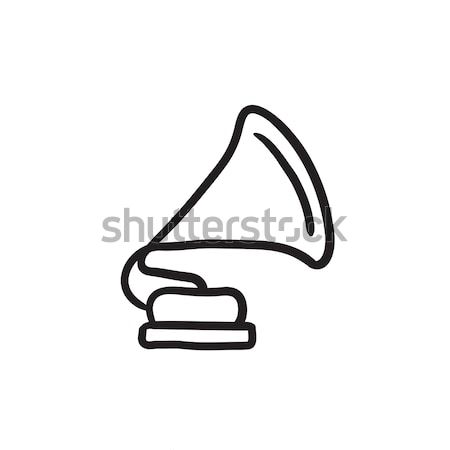Grammofoon schets icon vector geïsoleerd Stockfoto © RAStudio