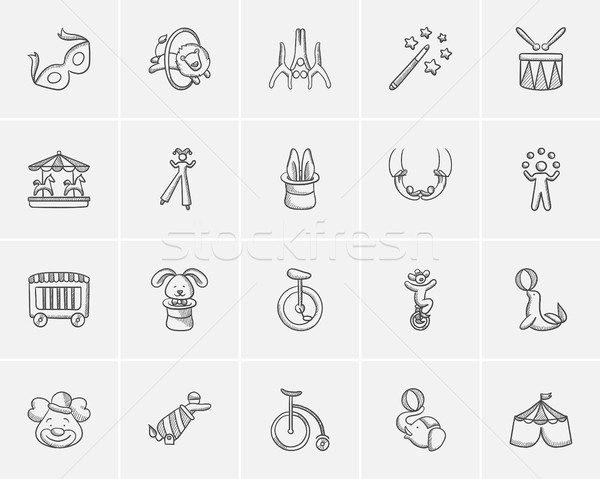 Circus sketch icon set. Stock photo © RAStudio