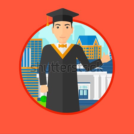 Graduate giving thumb up vector illustration. Stock photo © RAStudio