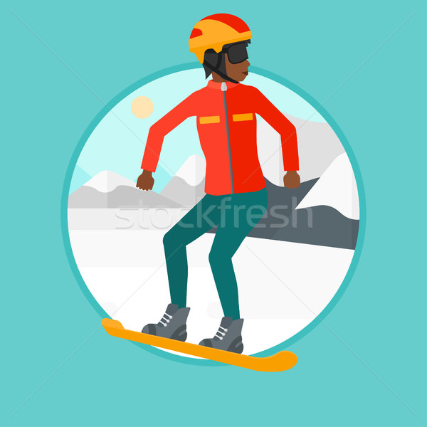 Mulher jovem snowboarding neve montanha mulher Foto stock © RAStudio