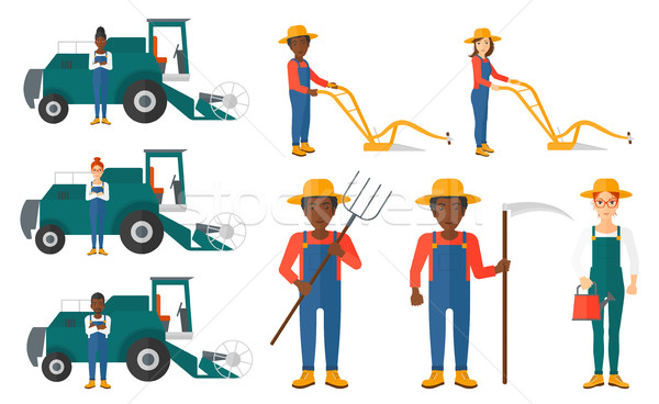 Set of agricultural illustrations with farmers. Stock photo © RAStudio