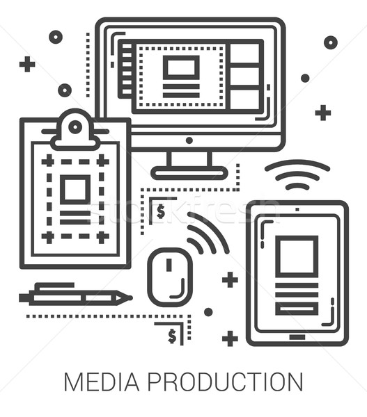 Média gyártás vonal ikonok infografika metafora Stock fotó © RAStudio