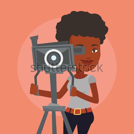 Kameramann Filmkamera Stativ african schauen professionelle Stock foto © RAStudio