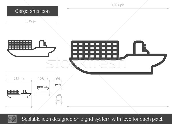 грузовое судно линия икона вектора изолированный белый Сток-фото © RAStudio