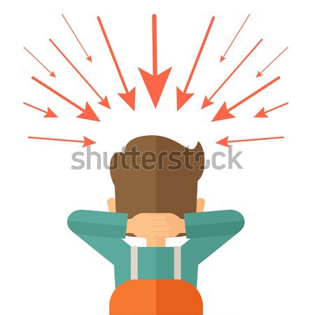 Man with arrows poinded to his head. Stock photo © RAStudio
