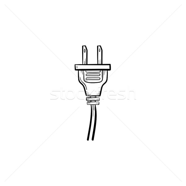 Elektrische Plug Hand gezeichnet Skizze Symbol Gliederung Stock foto © RAStudio