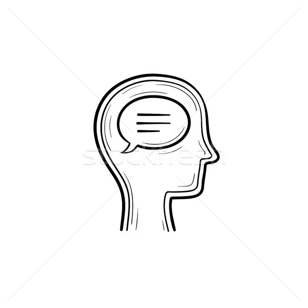 Think bubble in humans head hand drawn outline doodle icon. Stock photo © RAStudio