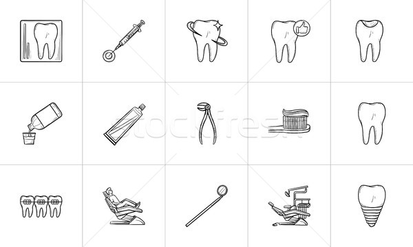 Dentistry hand drawn outline doodle icon set. Stock photo © RAStudio
