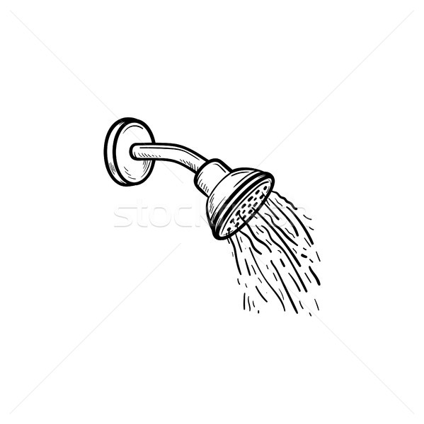 Shower head with water drops hand drawn outline doodle icon. Stock photo © RAStudio