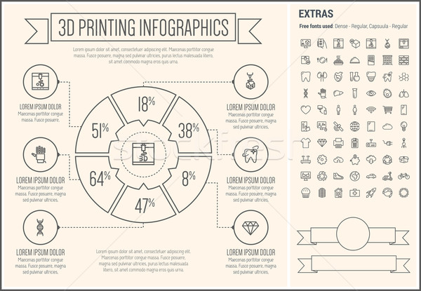 Three D Printing Line Design Infographic Template Stock photo © RAStudio