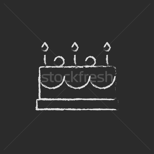 Birthday cake with candles icon drawn in chalk. Stock photo © RAStudio