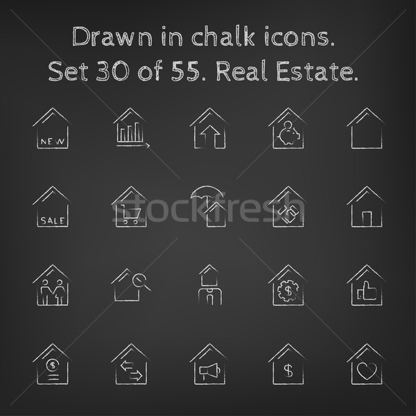 Real estate icon set drawn in chalk. Stock photo © RAStudio