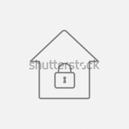 House with closed lock line icon. Stock photo © RAStudio