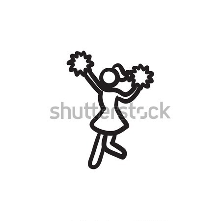 Cheerleader lijn icon hoeken web mobiele Stockfoto © RAStudio