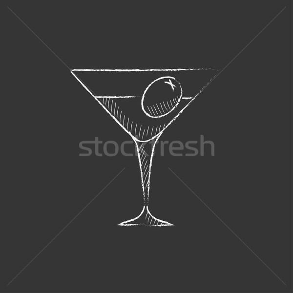 Cocktail glass. Drawn in chalk icon. Stock photo © RAStudio
