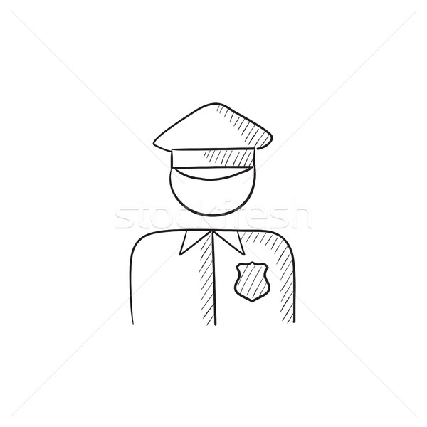 Policjant szkic ikona wektora odizolowany Zdjęcia stock © RAStudio