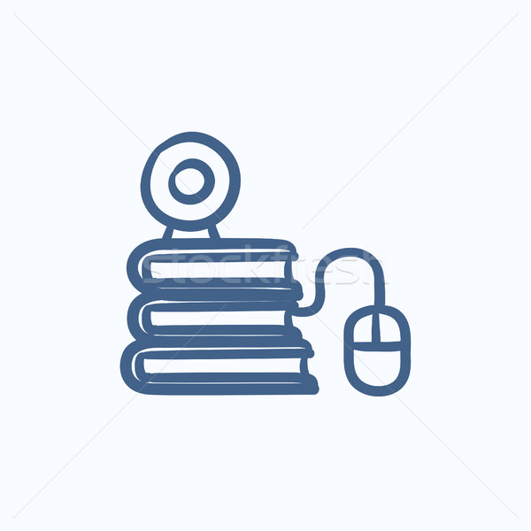 Stock photo: Online education sketch icon.