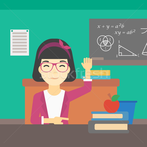 Student raising hand in class for an answer. Stock photo © RAStudio