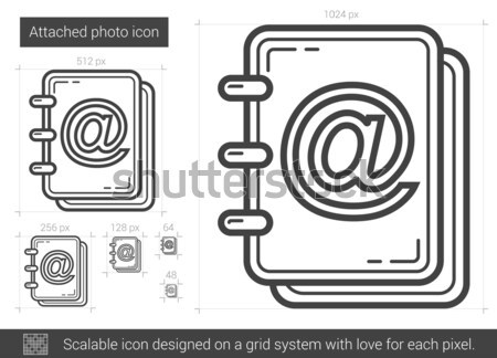Stock fotó: Csatolva · fotó · vonal · ikon · vektor · izolált