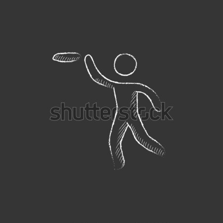 Man with flying disc sketch icon. Stock photo © RAStudio