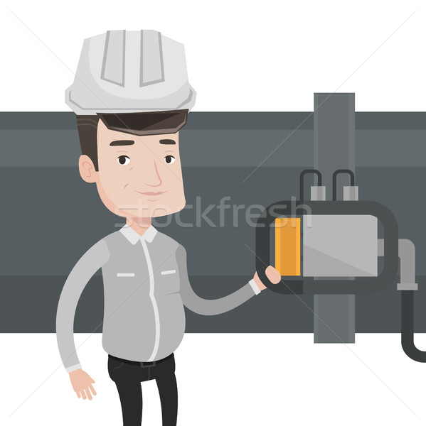 Operatora detektor gazu rurociąg pracownika Zdjęcia stock © RAStudio