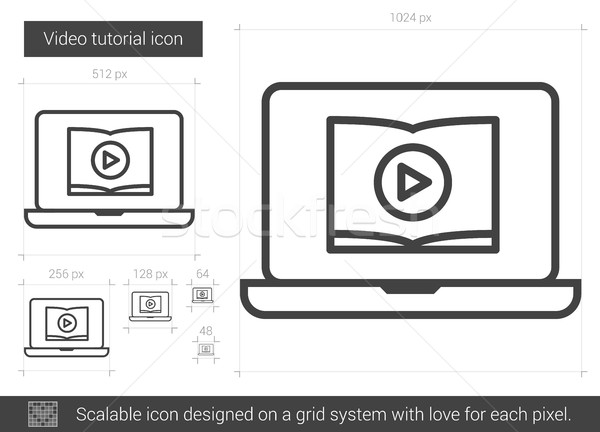 Foto stock: Vídeo · tutorial · linha · ícone · vetor · isolado