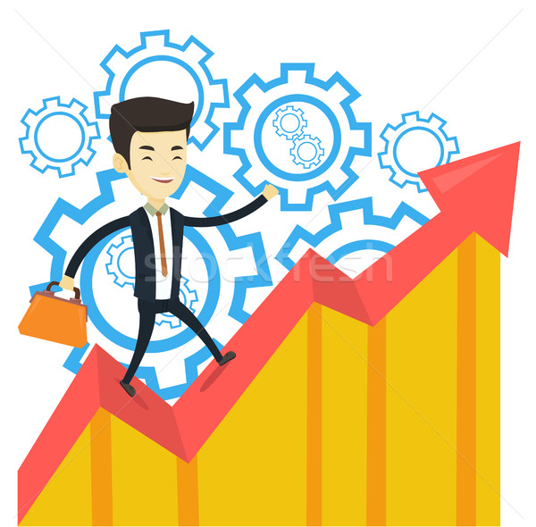 Boldog üzletember áll nyereség diagram ázsiai Stock fotó © RAStudio