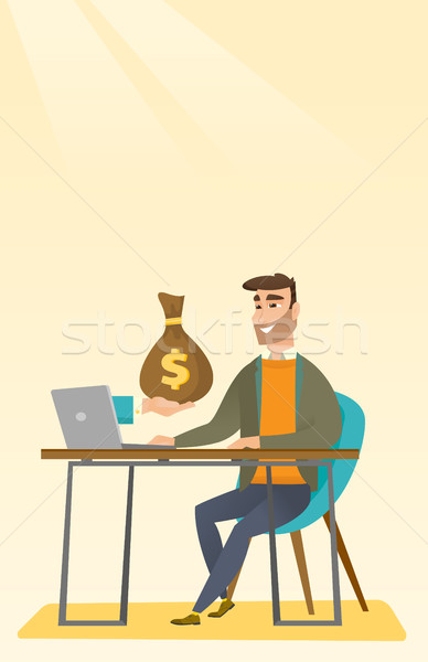 üzletember pénz online üzlet boldog hipszter Stock fotó © RAStudio