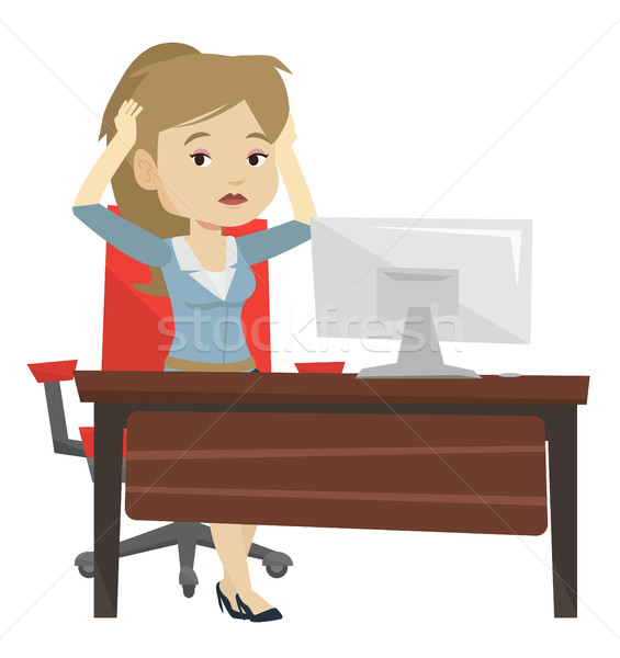 Tired employee working in office. Stock photo © RAStudio