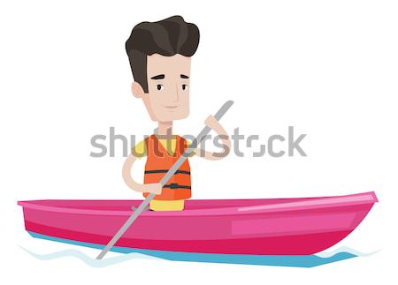 Man riding in kayak vector illustration. Stock photo © RAStudio