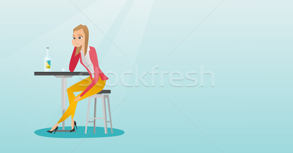 Woman drinking a cocktail in the bar. Stock photo © RAStudio