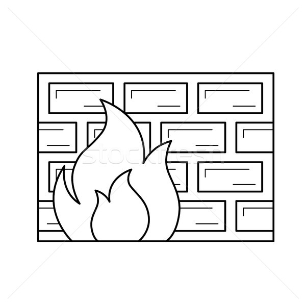 Tűzfal vonal ikon vektor izolált fehér Stock fotó © RAStudio
