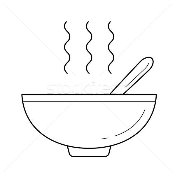 Bowl of hot soup vector line icon. Stock photo © RAStudio