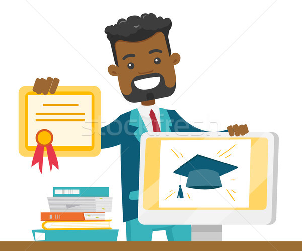 Africaine diplômé certificat comprimé jeunes [[stock_photo]] © RAStudio