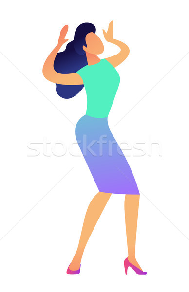 Business woman holding hands up vector Illustration. Stock photo © RAStudio