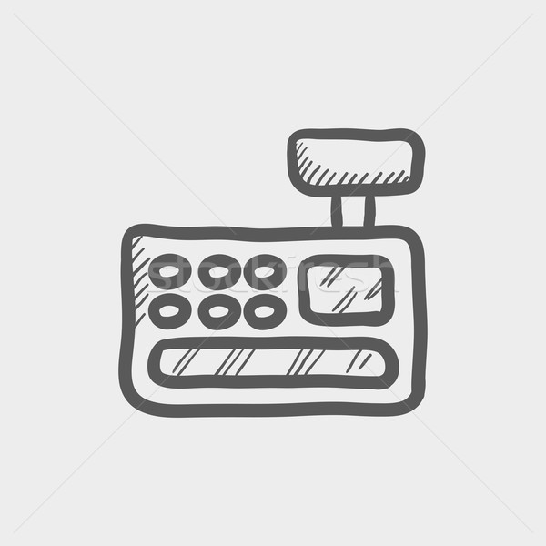 Caixa registradora máquina esboço ícone teia móvel Foto stock © RAStudio