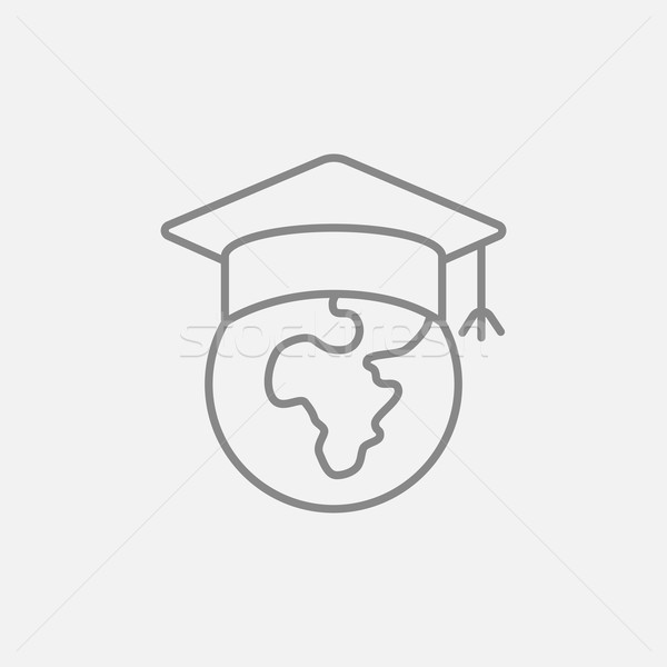 Globe in graduation cap line icon. Stock photo © RAStudio