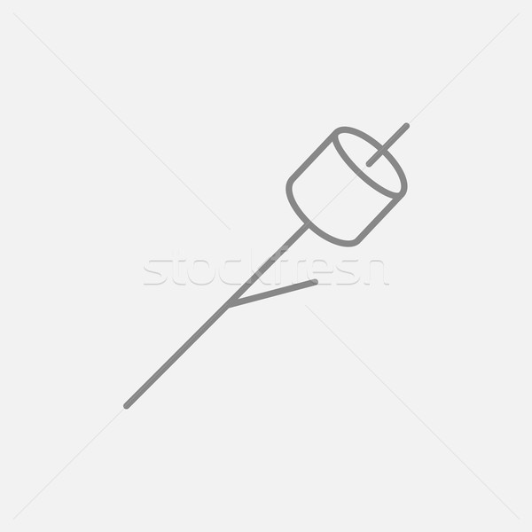 Marshmallow roasted on wooden stick line icon. Stock photo © RAStudio